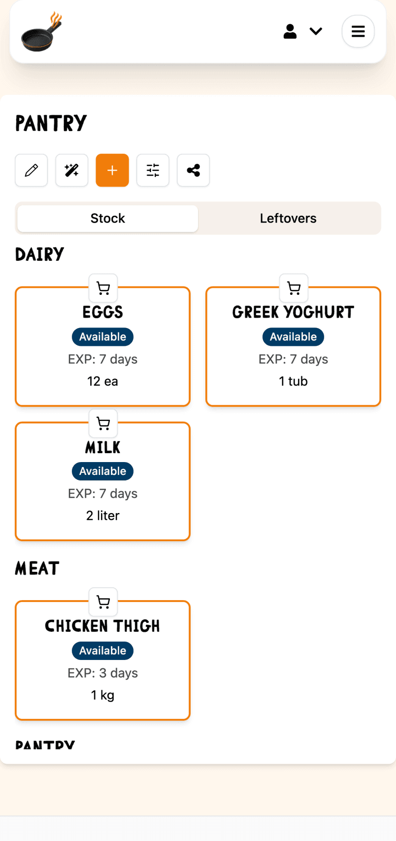 Pantry tracking to prevent duplicate buys